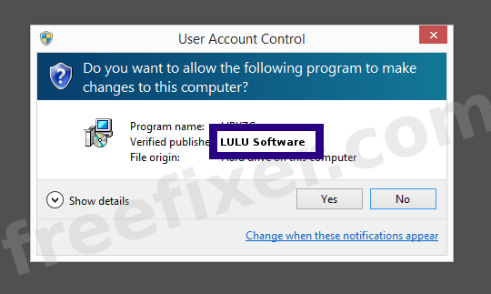 Screenshot where LULU Software appears as the verified publisher in the UAC dialog